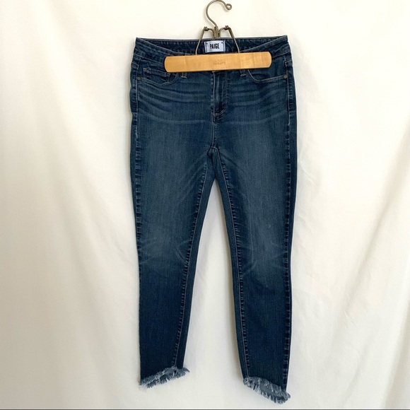 PAIGE Women’s Verdugo Ankle Cropped Skinny Lived In Frayed Hem Jeans Size 30 - Picture 1 of 9